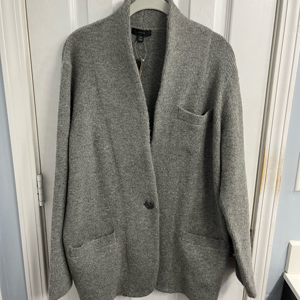 J. Crew Cocoon Sweater Blazer NWT Heather Grey Womens Medium BA551